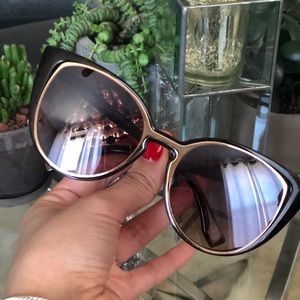 Tortoise Shell and Gold 2-D Cat-Eye Sunglasses